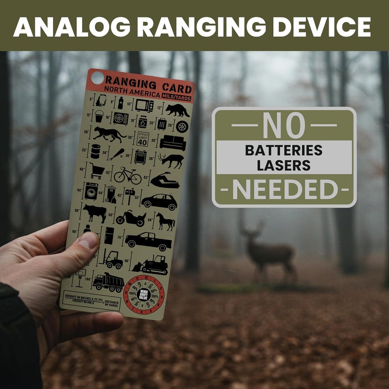 ValuePlus Range Card for Shooting in Mils with Clip- Ranging Card for Long Range Rifles - Analog Ranging Device to use with Scope Dope Stickers, Dope Card and Dope Book -North America Version - Image 2